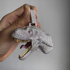 <b>Dinosaur</b> Pendant in 925 Sterling Silver, Hip Hop Pendant Moissanite Diamond <b>Dinosaur</b> Fine Jewelry Pendants & Charms - Product Image 1