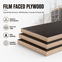 Panneau de contreplaqué filmé imperméable 18 mm, durable, multicouche, pour projets de coffrage