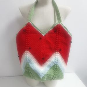 Factory Wholesale 2025 Pure Handmade Crochet Watermelon Shoulder Bag Fashion <b>Vegetable</b> <b>Basket</b> Bag - Product Image 3
