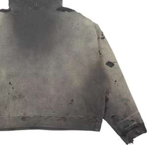 Sudadera con Capucha Lavada al Ácido Personalizada, Estilo Vintage, Algodón Desgastado, Talla Grande, Estilo Urbano, con Cierre, Unisex, Bordado 3D para Invierno - Product Image 2