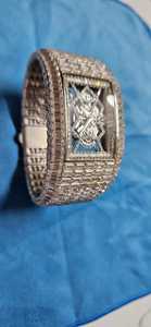 Montre glacée de luxe pour hommes Moissanite émeraude VVS brillant diamant Rectangle boîtier en acier inoxydable cristal pour mouvement eau - Product Image 3