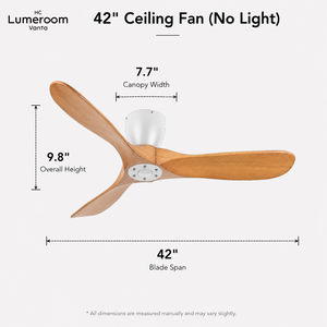 42 Inch Flush Mount Solid Wood Ceiling <b>Fan</b> Without Light, Reversible DC Motor, <b>Remote</b> <b>Control</b>, Quiet Indoor <b>Fan</b> for Bedroom - Product Image 5