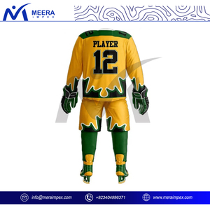 Kit de Jersey y pantalones de hockey sobre hielo para hombre de alta calidad, nombre y número personalizados, sublimación o uniforme de sarga de aparejos, proveedor OEM - Product Image 4