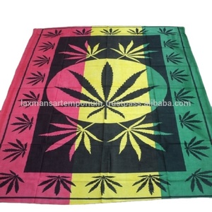 New Rasta Color Leaf Multi Color Printed Cotton <b>Bed</b> <b>Sheets</b>/Wall Hangings Tapestry Wholesale From India Rasta Printed Tapestry - Product Image 1