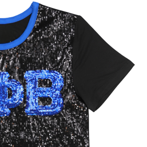 100 algodón Zeta Phi Beta hermandad de mujeres lentejuelas bordadas letras griegas camiseta negro brillo elegante Casual vida griega ropa camisa - Product Image 4