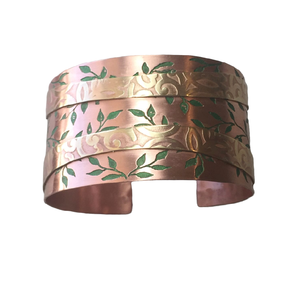 2026 Europe women jewelry <b>Copper</b> Patina Collection Cuff Bracelet Burgundy etching Antique <b>Copper</b> Handcrafted Metal <b>Bangles</b> - Product Image 1