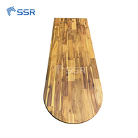 Comptoir de boucher en bois massif transparent durable en acacia un bord arrondi et droit personnalisé pour détaillant, distributeur