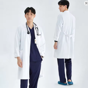 Bata básica blanca personalizable de longitud regular para hombres y mujeres como uniformes de hospital - Product Image 1