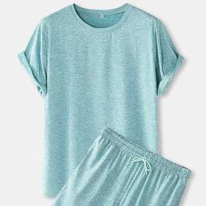 Conjunto de Ropa Casual de Verano para Hombre 2025, Camiseta de Manga Corta Holgada y Pantalones Cortos, Dos Piezas, Algodón Puro, Secado Rápido, para Actividades al Aire Libre - Product Image 3