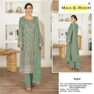 EID Special Heavy Fox Georgette Pakistanais Costume Semi-Cousu Nouveau Palazzo Avec Broderie Séquence Travail pour Indien Pakistanais - Product Image 2