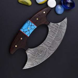 Couteau à pizza artisanal personnalisé avec fourreau en cuir fin et manche en bois, coupe-pizza viking, fourreau en cuir fait main - Product Image 5