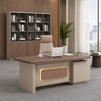 Ensemble de bureau de direction moderne Ekintop, table de patron en bois grainé avec armoire latérale et classeur pour bureau professionnel