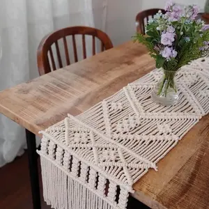 Handmade Boho Cotton Macrame Tablecloth <b>Runner</b> Home Decoration and Housewarming Gift - Product Image 1