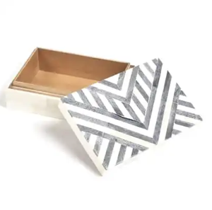 Boîte à mouchoirs personnalisée en incrustation d'os avec couvercle Vaisselle Boîte à mouchoirs en incrustation d'os décorative et faite à la main - Product Image 3