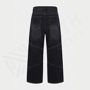 Men's New Solid Customized Color Denim Straight Leg Pants Casual Loose High Waist <b>Elastic</b> Trousers Winter Embroidered Technics - Product Image 2