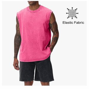 เสื้อกล้ามไหล่ปล่อยน้ำกรดเสื้อ100% ผ้าฝ้ายสไตล์สตรีทเสื้อถักระบายอากาศได้ดีสไตล์วินเทจ - Product Image 4