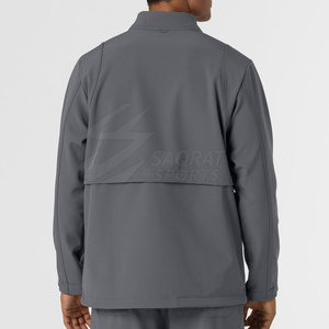 Solid Color Men Scrub Jacket for Hospital Uniform <b>Matching</b> <b>Long</b> Sleeve Soft Fabric Lightweight/Eco-Friendly Customizable - Product Image 2