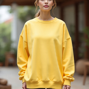 Sudadera vintage en blanco 500GSM para mujer, sudadera holgada de gran tamaño con cuello redondo y lavado ácido con piedra - Product Image 3