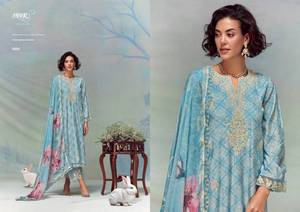 Premium Pure Masleen Impresión digital Dori bordado traje colección disponible a precio mayorista adecuado para ropa de fiesta - Product Image 4