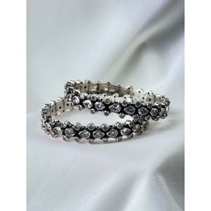 Aasma Zircon Semi Precious Stone 925 <b>Silver</b> <b>Bracelets</b> & <b>Bangles</b> Single Piece Crystal Jewelry - Product Image 1