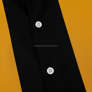 เสื้อเชิ้ตชายหาดสีดำมัสตาร์ดโกลด์ คอปกคิวบา ระบายอากาศได้ดี สไตล์เรโทร เสื้อเชิ้ตติดกระดุมสำหรับผู้ชาย - Product Image 5