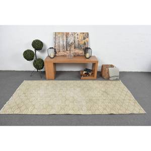 Alfombra de lana beige moderna de 3,8x7,9 pies tejido plano turco con diseño de retazos para decoraciones de sala de estar para adolescentes - Product Image 3