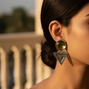 Pendientes Largos Geométricos Plateados para Mujer, Joyería Elegante, Regalo - Product Image 2