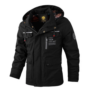 Venta al por mayor al aire libre impermeable cortavientos con capucha hombres chaqueta 100% poliéster - Product Image 2