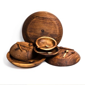 จานเสิร์ฟไม้วอลนัททำด้วยมือชุดรับประทานอาหารที่ทำจากไม้หรูหราสำหรับสองถึงหกคนทำด้วยมือ - Product Image 6