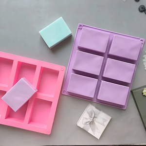 Savon en silicone rectangulaire à 6 cavités bricolage adapté aux moules à savon faits <span class=keywords><strong>maison</strong></span> pour biscuits au chocolat faits à la <span class=keywords><strong>main</strong></span> - Product Image 5