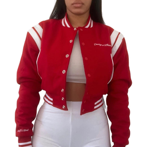 Chaqueta universitaria de lona personalizable para mujer, abrigo recortado a la moda, soporte holgado, informal, diseño de Letterman, nuevo poliéster - Product Image 2