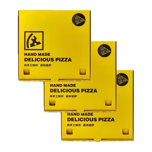 Chất lượng cao và giá cả tốt xúc tiến bánh pizza với hộp vuông màu vàng bánh pizza vận chuyển hộp