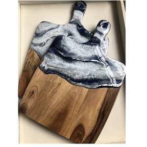 Planche à découper en bois d'acacia et de résine, motif à fromage élégante, planche à découper - Product Image 2