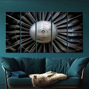 Impression sur toile de turbine industrielle élégante pour décoration moderne, 5P : encadrée - Product Image 1