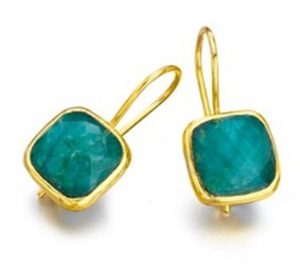 New Arrival Dyed Emerald Gemstone 925 Sterling Silver Cushion Shape Earrings - Product Image 1