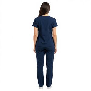 Tenue médicale personnalisée OEM unisexe à col en V en satin léger avec plusieurs poches - Product Image 6