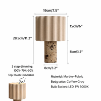 Lampe de bureau LED sans fil à intensité variable tactile, avec base en marbre naturel de luxe et abat-jour en lin cannelé, idéale pour la maison, l'hôtel, le bureau et la table de chevet