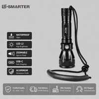 Lampe de plongée IP68, lampe torche LED rechargeable par USB, lampe de plongée sous-marine en alliage d'aluminium, faisceau zoomable