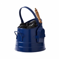 Seau à charbon en fer métallique finition bronze antique, ensemble de cheminée fait main de haute qualité et accessoires, seau à charbon avec poignée