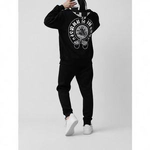 Ensemble de survêtement pour homme avec pantalon de jogging surdimensionné en tissu épais imprimé à l'écran, logo personnalisé, style streetwear d'hiver - Product Image 3