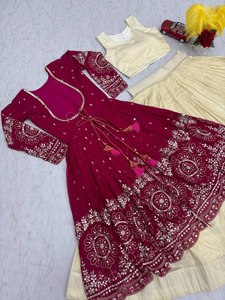 Hot Selling Indian Style Heavy Design Simar Cosmos Blouse Faux Georgette Thread & Sequence Work <b>Shrug</b> And Simar Cosmos Lehenga - Product Image 6