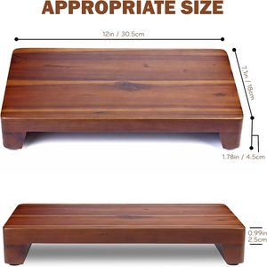 Soporte de pedestal de madera de 12x7 pulgadas, elevador de madera de granja, madera de acacia natural 100%, fondo antideslizante, para encimera de cocina de baño - Product Image 2