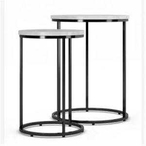 Mesa de Centro Redonda Moderna de Hierro con Tapa de Mármol, Acabado con Recubrimiento en Polvo, Tamaño Personalizado - Muebles de Sala de Estar para Uso Doméstico y Hotelero - Product Image 2