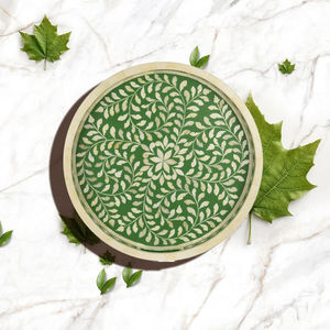 Bandeja con incrustaciones de hotel, bandeja de servicio hecha a mano, incrustaciones de hueso de lujo, desayuno de Ramadán, comida, fruta, café, té, bandeja decorativa - Product Image 1