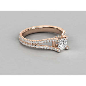 Bague pour femme en or 14 carats avec diamant solitaire de laboratoire, motif géométrique, pierre taillée, plaqué rhodium, certifiée IGI pour fiançailles et promesse - Product Image 2