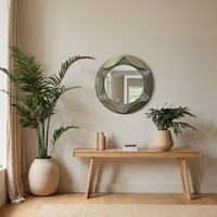 MDF Wood Iron & Mirror Modern Design Decorative Wooden Mirror with Live Edge Wood Detail Customizable Color