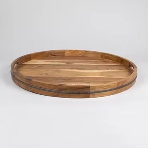 High Selling Modern <b>Black</b> Coated Wooden <b>Serving</b> <b>Tray</b> with Rope Handle Elegant Food Platter for Home Kitchen Hotel Restaurant Use - Product Image 2