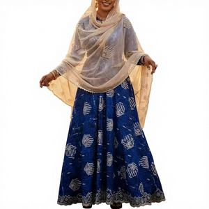 Hiyab de Chifón Estilo Africano para Mujer, con Bordado Floral y Pedrería, Largo, Ligero y Transpirable, Proveedor Mayorista de Verano - Product Image 1