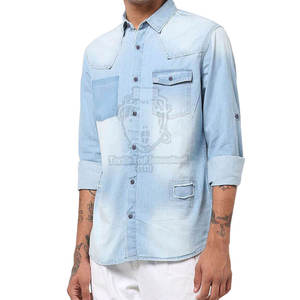 Chemise en jean pour homme, style décontracté, manches longues, taille plus, nouvelle conception 2026, 100% coton - Product Image 2