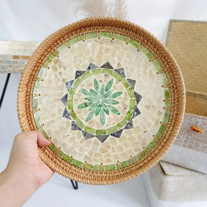 Vente en gros Nouveau design du Vietnam Plateau en rotin avec incrustation de nacre Décoration pour maison ou hôtel Laque élégante - Product Image 3